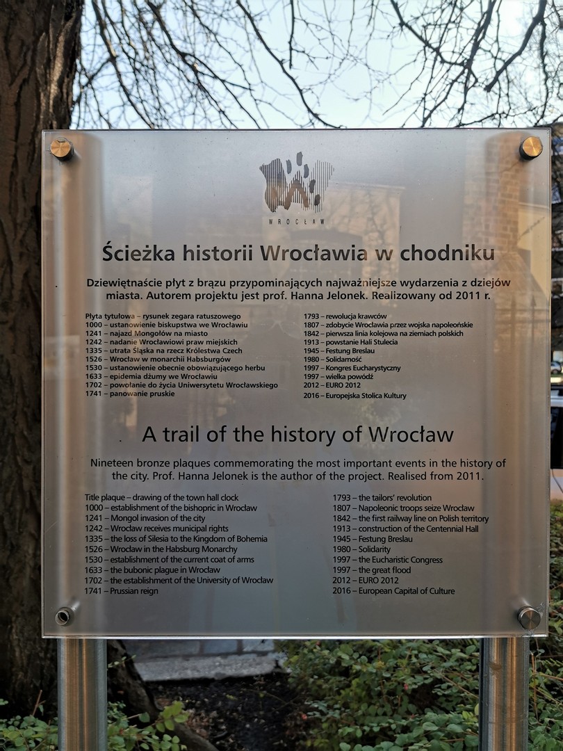 Scieżka historii Wrocławia w chodniku